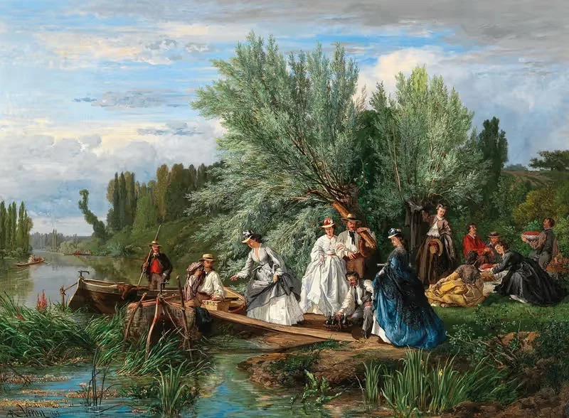 Пикник у реки by Александр Рене Верон, 1863 — digital art print download