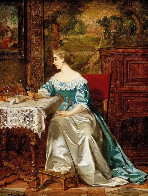 An Elegant Lady in a Historicist Interior — Eduardo Zamacois y Zabala