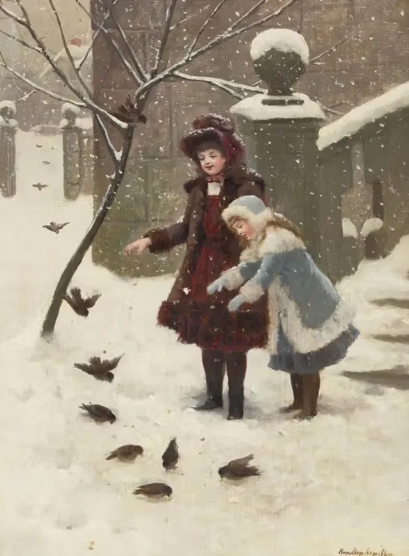 Кормление птиц by Гамильтон Гамильтон, 1885 — digital art print download