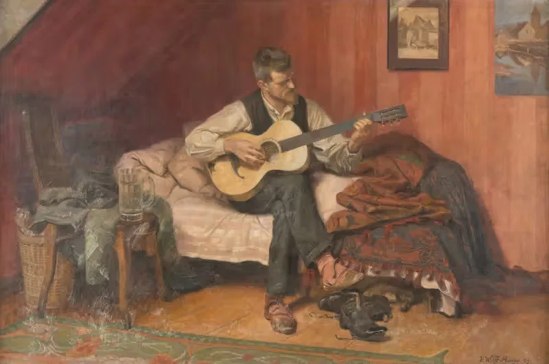 The guitar player by Hugo Wolff-Maage, 1909 — digital art print download