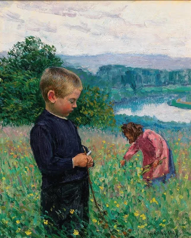 Братья и сестры на цветочных лугах by Леон Жиран-Макс, 1902 — digital art print download