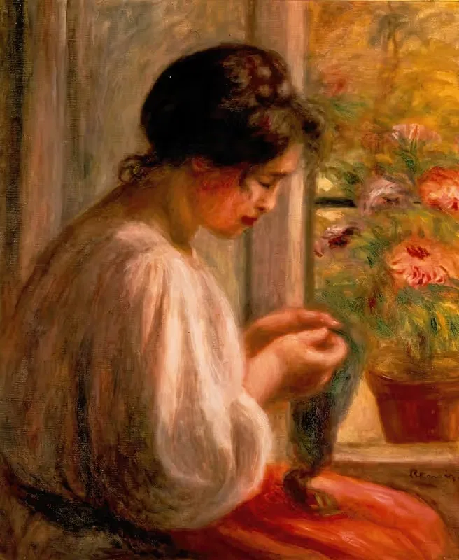 Seamstress at Window by Pierre-Auguste Renoir — digital art print download