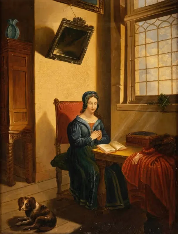 Дама, изучающая Библию by Р. Гонтар, 1832 — digital art print download