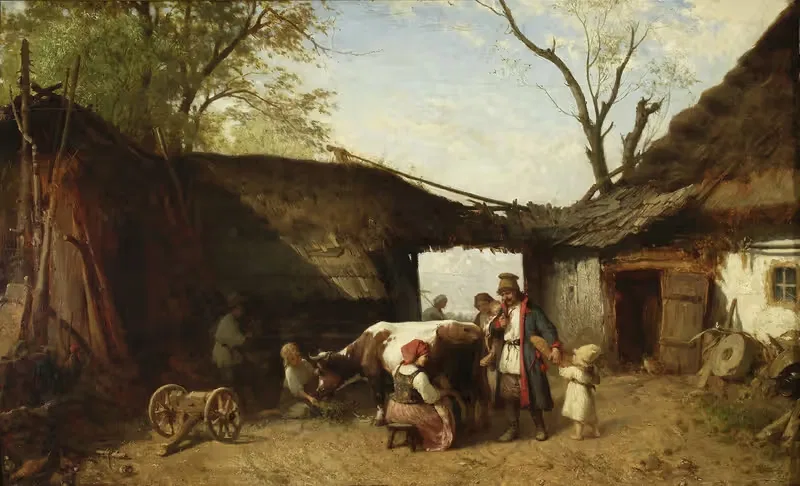 На дворе фермы by Александр Коцис, 1873 — digital art print download