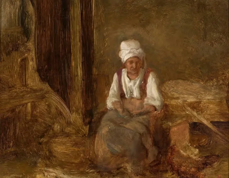Старая женщина в помещении by Александр Коцис — digital art print download