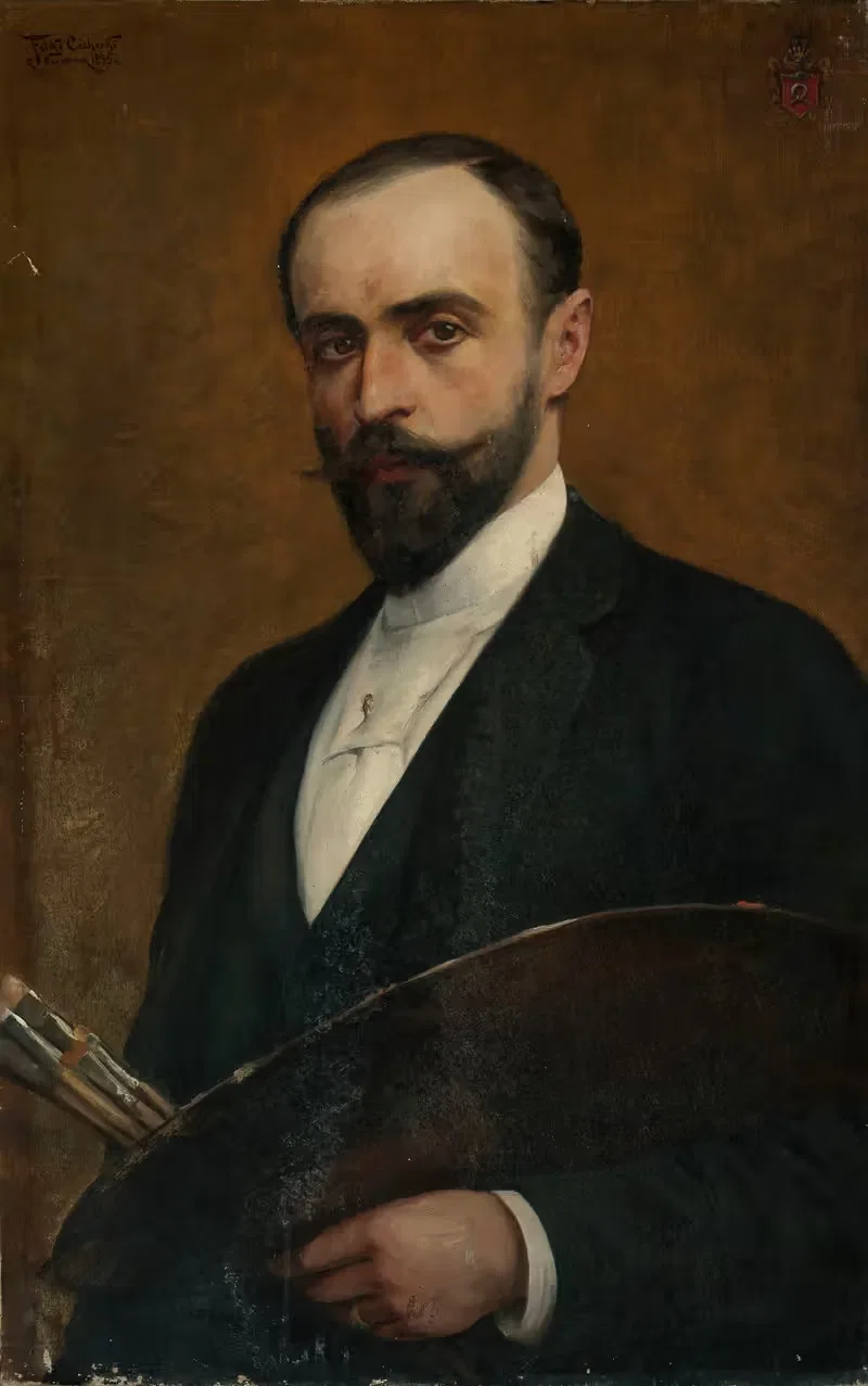 Автопортрет с палитрой by Феликс Чихоцкий, 1895 — digital art print download