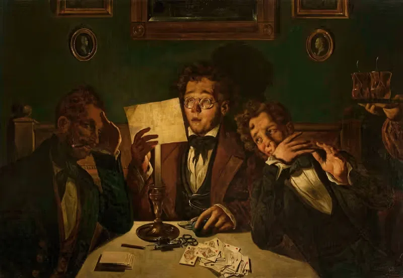 Card players by Feliks Pęczarski, 1843 — digital art print download