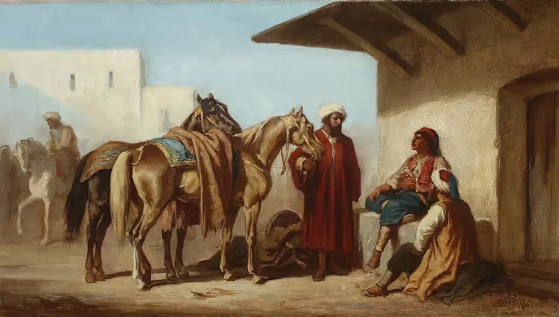 Восточная сцена – продажа лошадей by Генрик Пиллати, 1867 — digital art print download