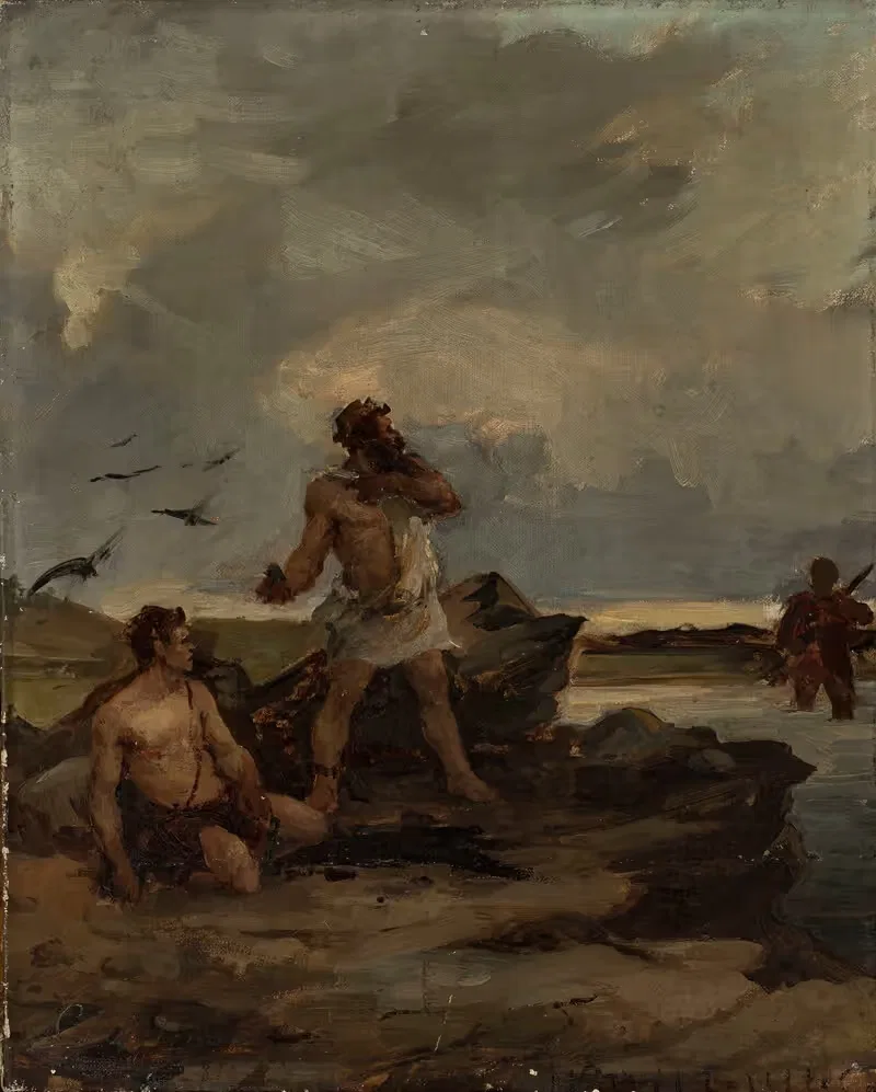 Brother robbers, sketch for a painting — Jan Ciągliński