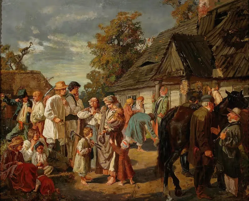 Суббота на ферме by Йозеф Хелмоньский, 1869 — digital art print download