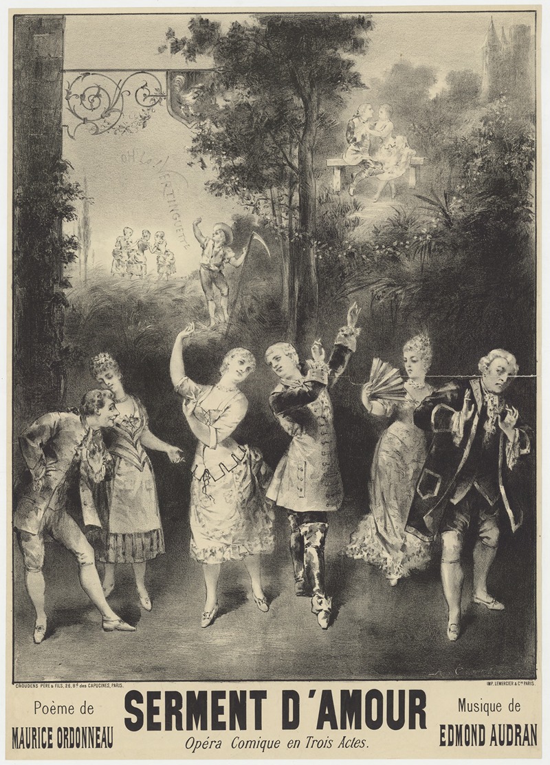 Serment d'amour, opéra-comique en 3 actes by Alexandre Courtines, 1886 — digital art print download