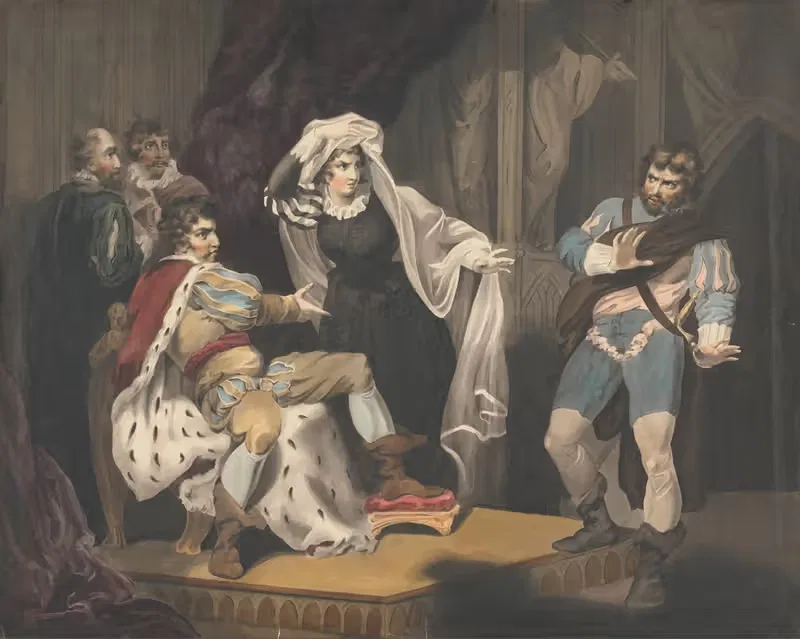 Theatrical Figures About a Throne by Richard Westall — digital art print download
