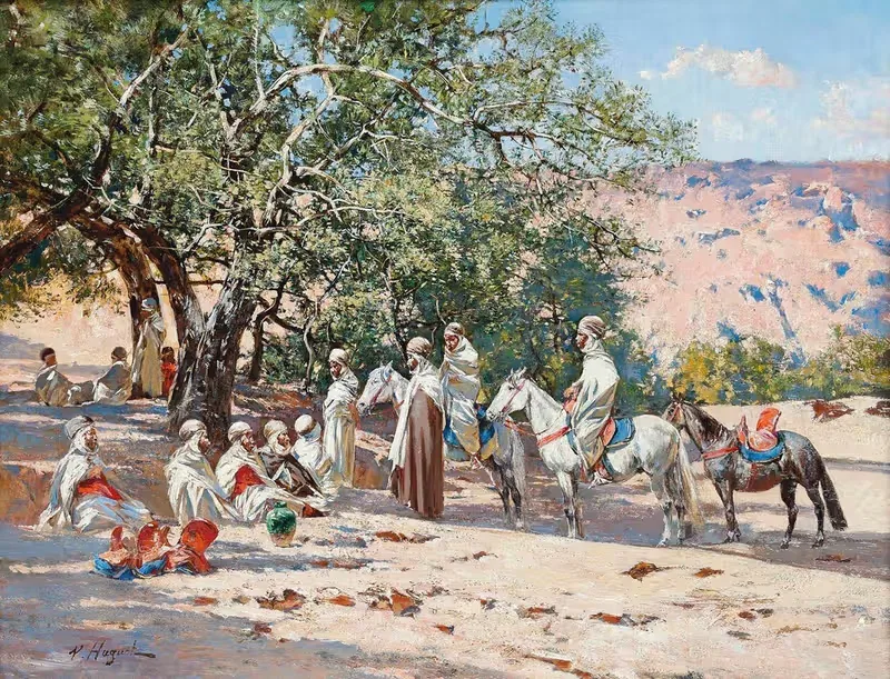 Resting at an Oasis by Victor Pierre Huguet — digital art print download