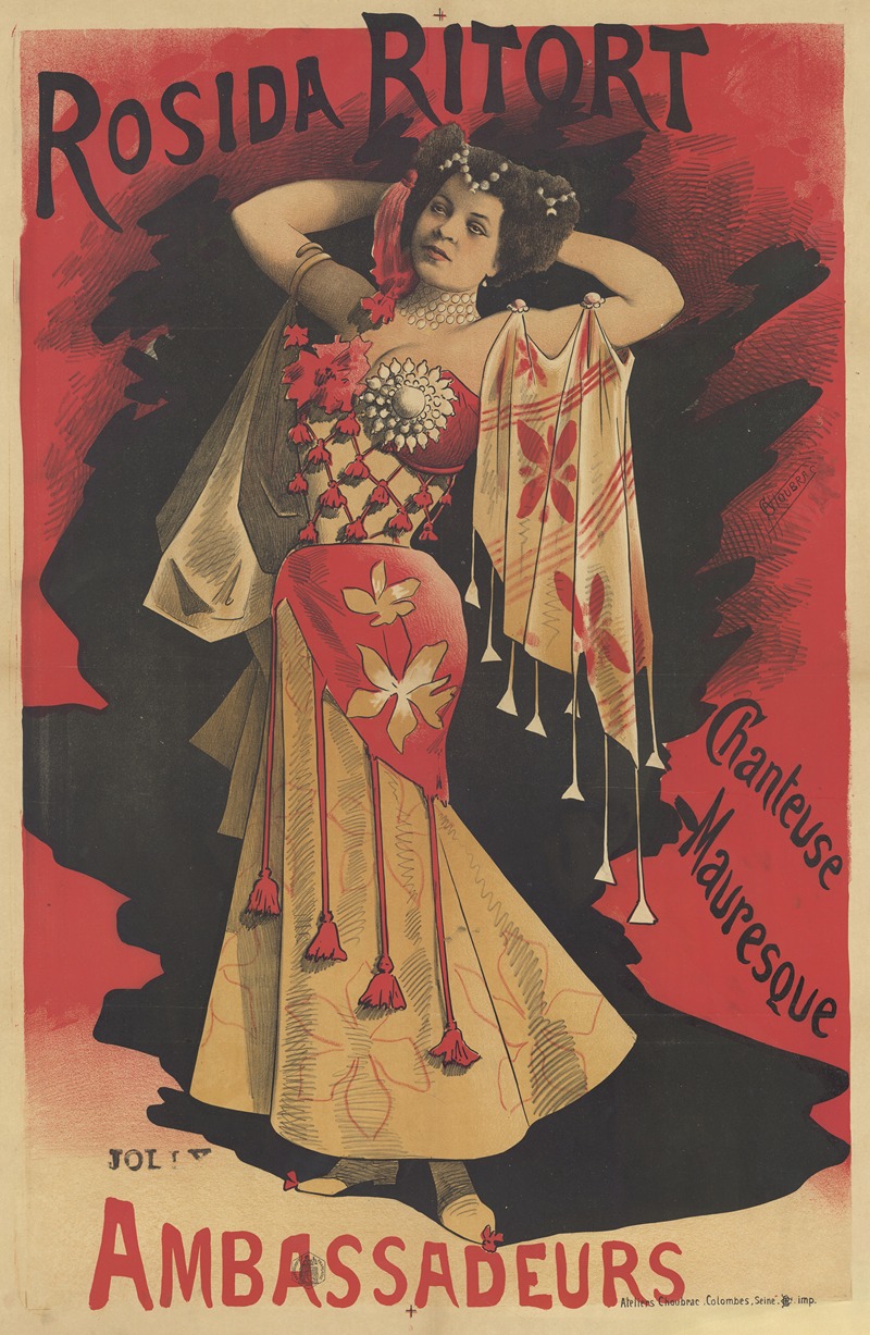 Rosida Ritort, chanteuse mauresque. Ambassadeurs by Альфред Шубрак, 1890 — digital art print download