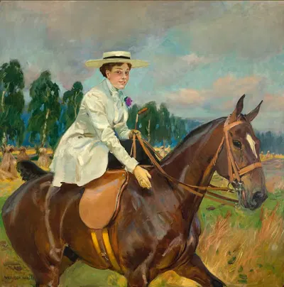 Amazon woman – portrait of Maria Zandbang by Wojciech Kossak, 1913 — digital art print download