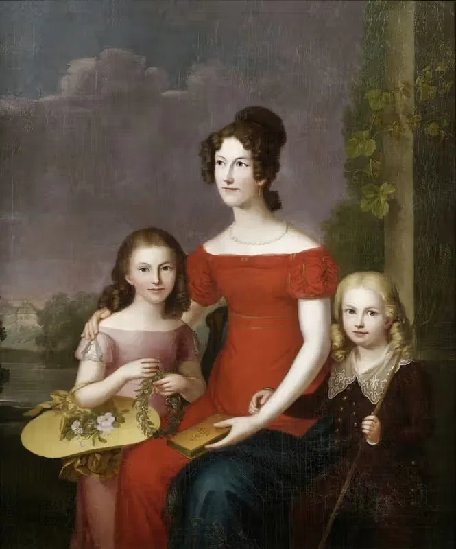 Caroline Friederike Mathilde von Württemberg mit ihren zwei Kindern — Carl Rothe