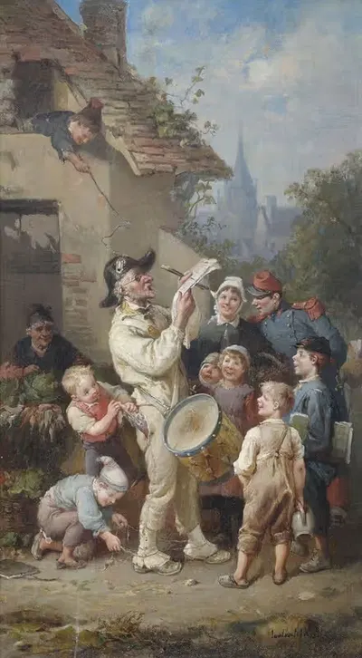 Уличный глашатай, которого дразнят дети by Франсуа-Луи Ланфан де Мец — digital art print download