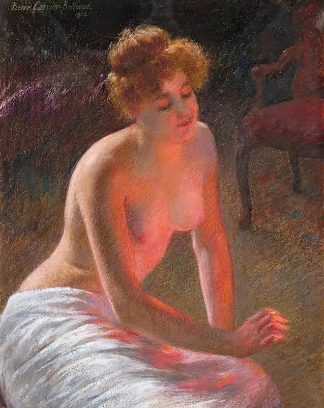Созерцание при свете огня by Пьер Карье-Бельёз, 1902 — digital art print download