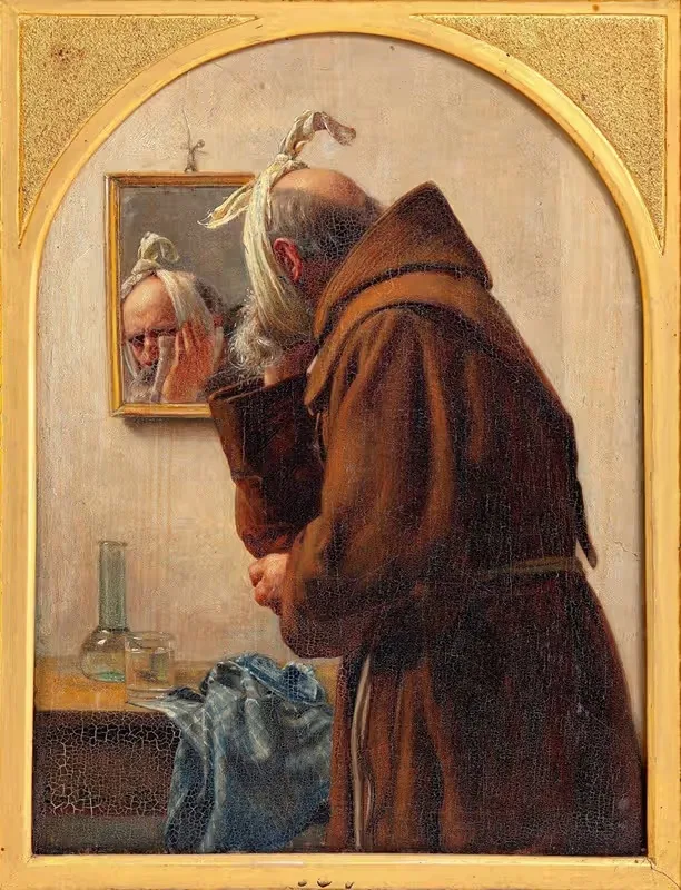 Монах, рассматривающий себя в зеркале by Карл Блох, 1875 — digital art print download