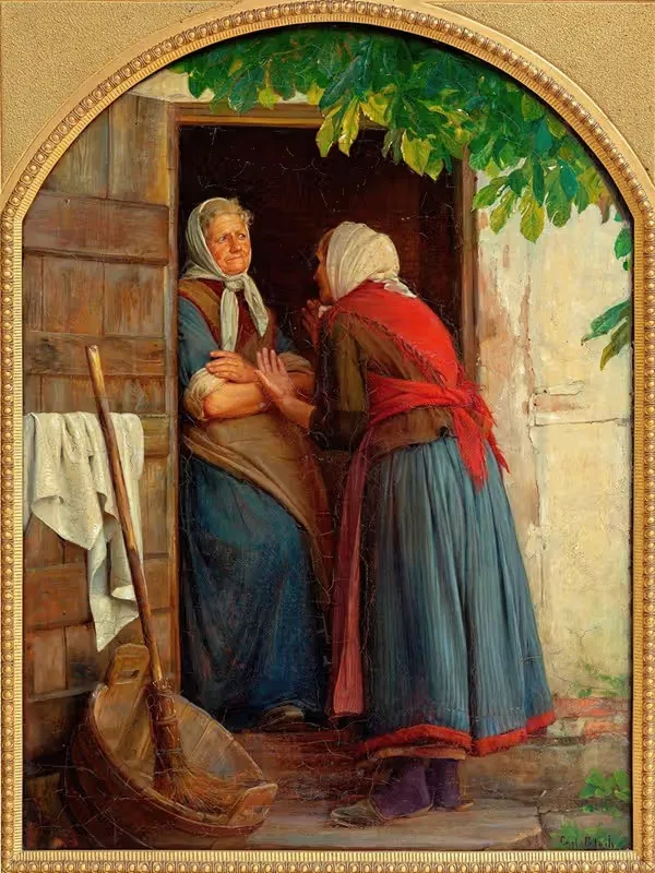 Two women talking by Carl Bloch, 1874 — digital art print download