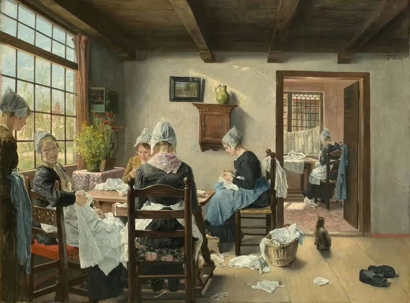Голландская швейная мастерская by Фриц фон Уде, 1882 — digital art print download