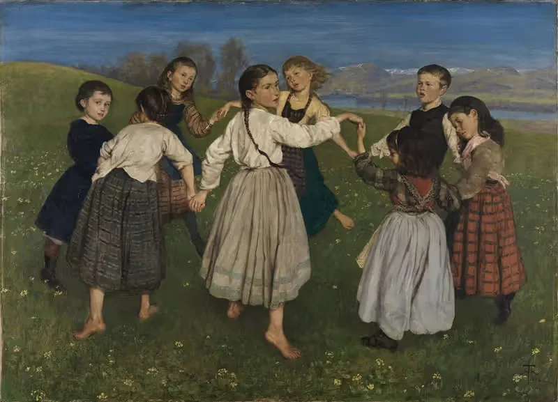 Дети танцуют в кругу by Ханс Тома, 1872 — digital art print download