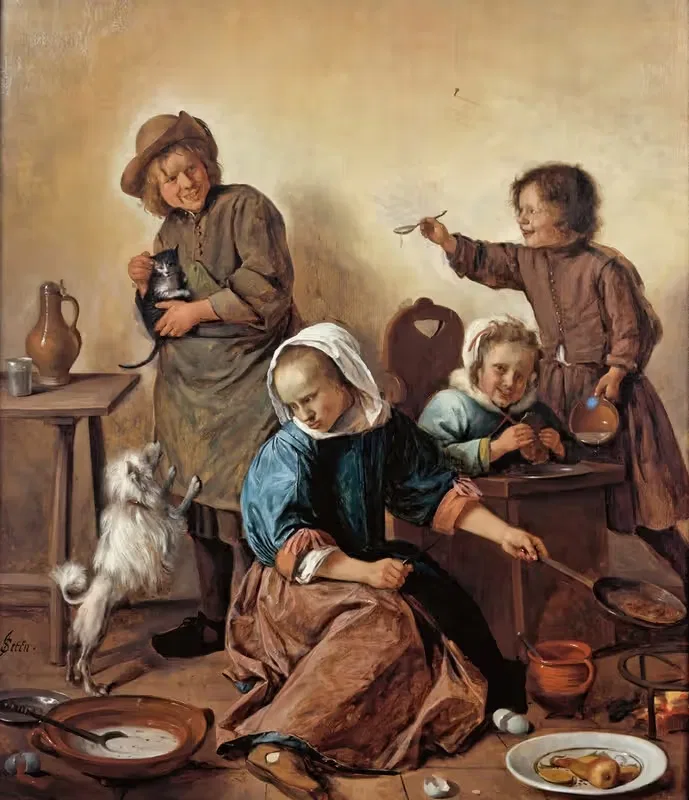 Дети за столом by Ян Стейн, c. 1665 — digital art print download