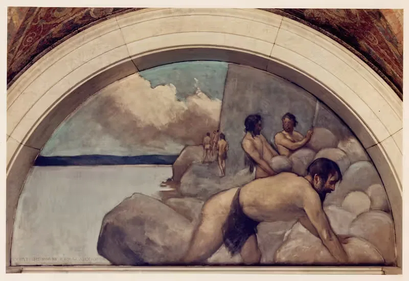 Cairn mural in Evolution of the Book series — John White Alexander