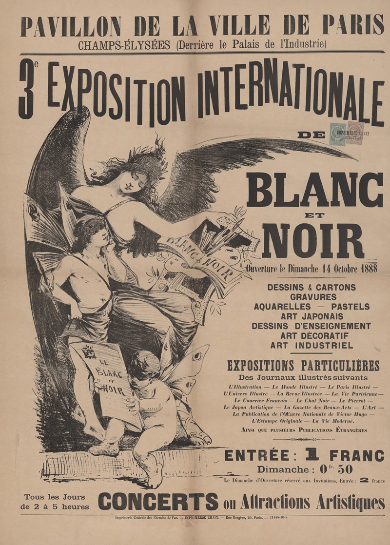3e Exposition internationale de Blanc et Noir by Аноним, 1888 — digital art print download