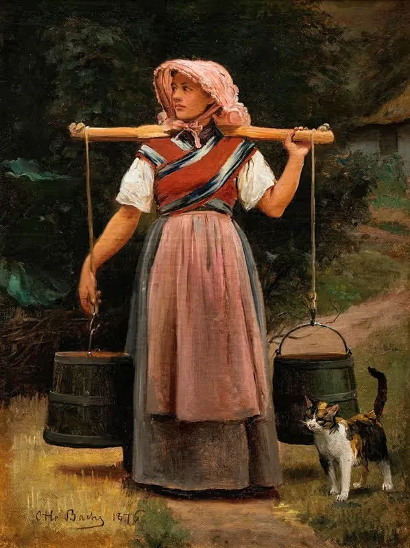 A milkmaid by Otto Bache, 1876 — digital art print download
