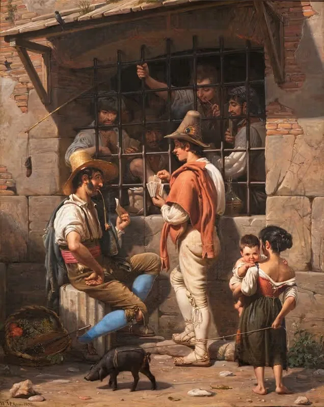 Сцена из тюрьмы в Риме by Вильгельм Марстранд, 1837 — digital art print download
