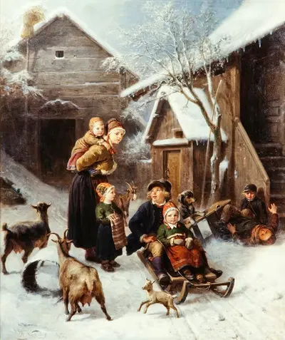 Катание на санях (Далекарлийская сцена) by Бенгт Норденберг, 1875 — digital art print download