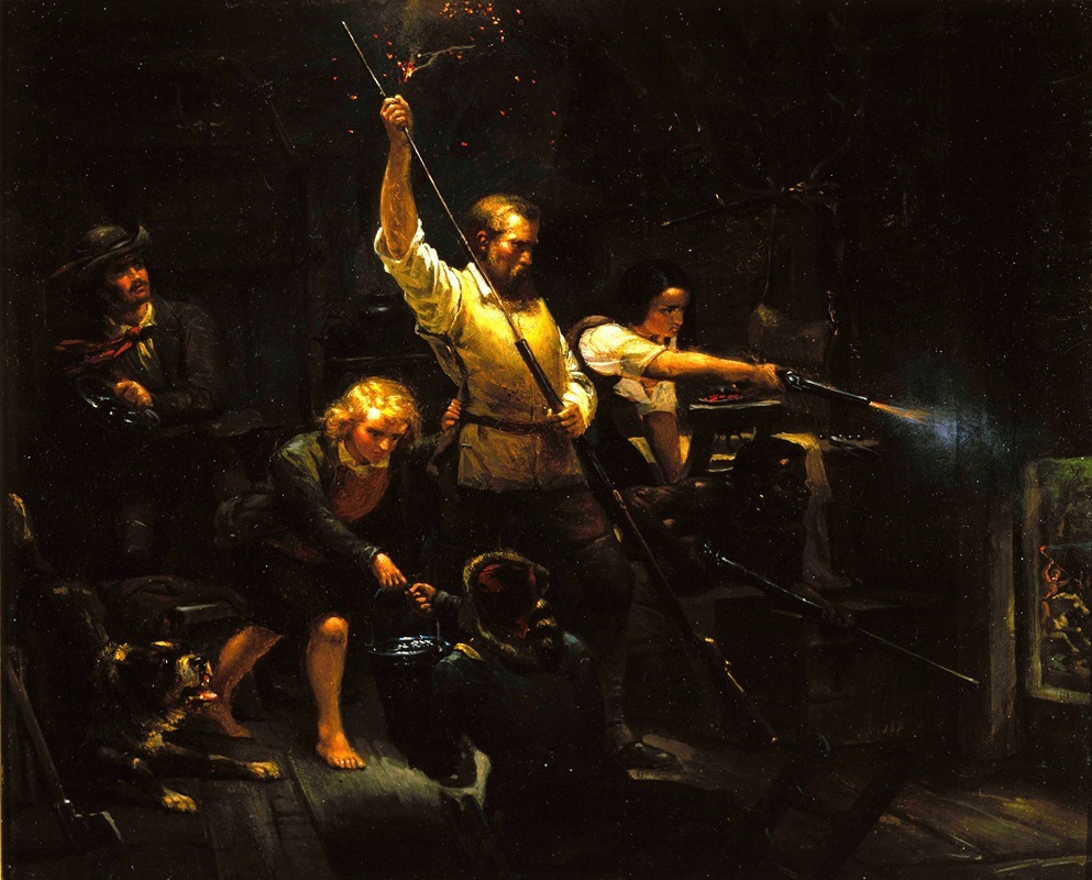 Indian Attack by Eugene Benson, 1858 — digital art print download