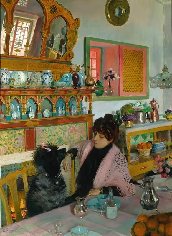Marie Rochegrosse Dans La Salle À Manger — Georges Antoine Rochegrosse