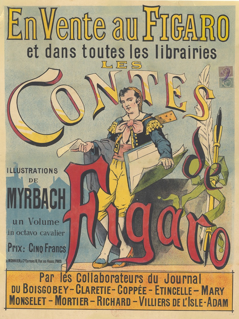 En vente au Figaro. les Contes de Figaro by Imp. H. Beau, 1890 — digital art print download