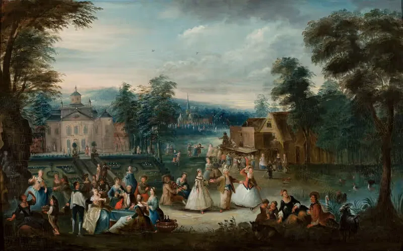 Merry-making in a park by Christian Wilhelm Ernst Dietrich — digital art print download