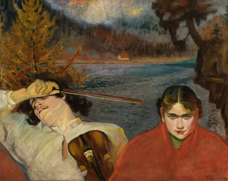 Fiddler – Symbolic scene against landscape — Fryderyk Pautsch