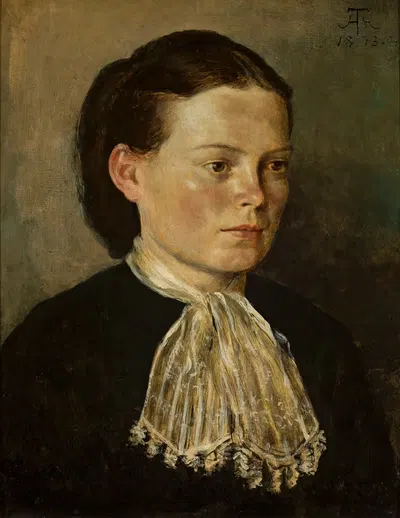 Portrait of Agathe, artist’s sister by Hans Thoma, 1873 — digital art print download