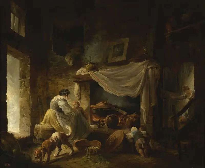 Крестьянинская кухня в руинах (итальянская кухня) by Юбер Робер, 1760-1765 — digital art print download