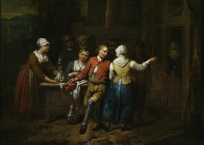 Танец перед таверной by Ян Баптист Ламбрахтс, c. 1720 — digital art print download