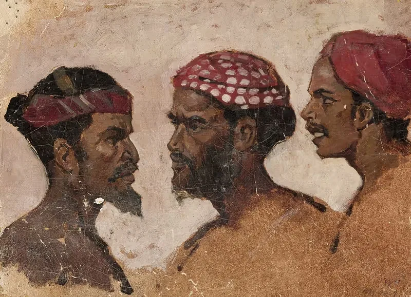 Study of three heads by Jean Lulvès — digital art print download