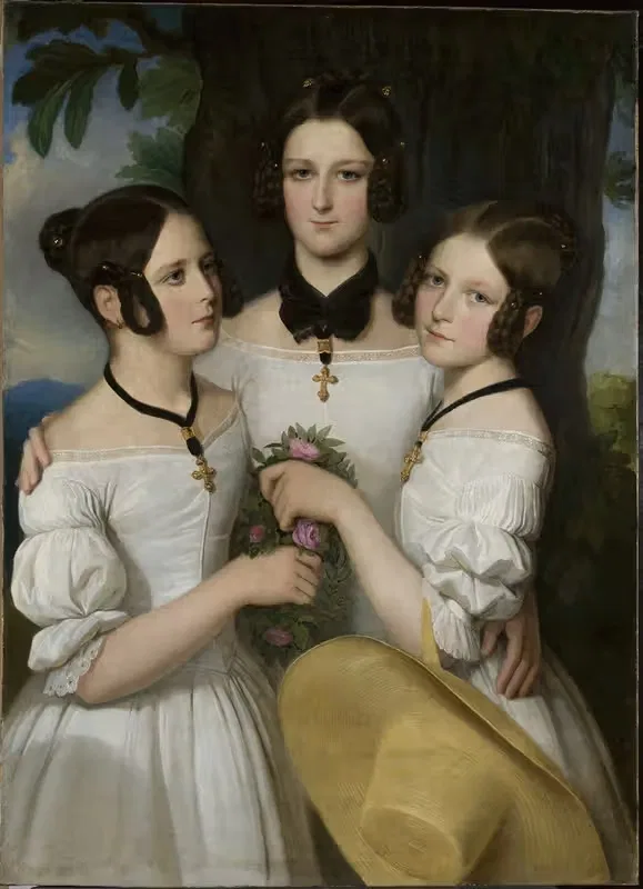Portrait of three girls — Johann Nejebse