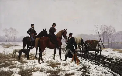 Загонщики перепродают пойманную лису торговцам by Владислав Лось, 1886 — digital art print download