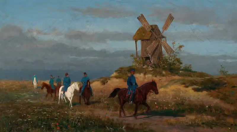 Солдаты на полевой тропе by Владислав Лось, 1880-1888 — digital art print download
