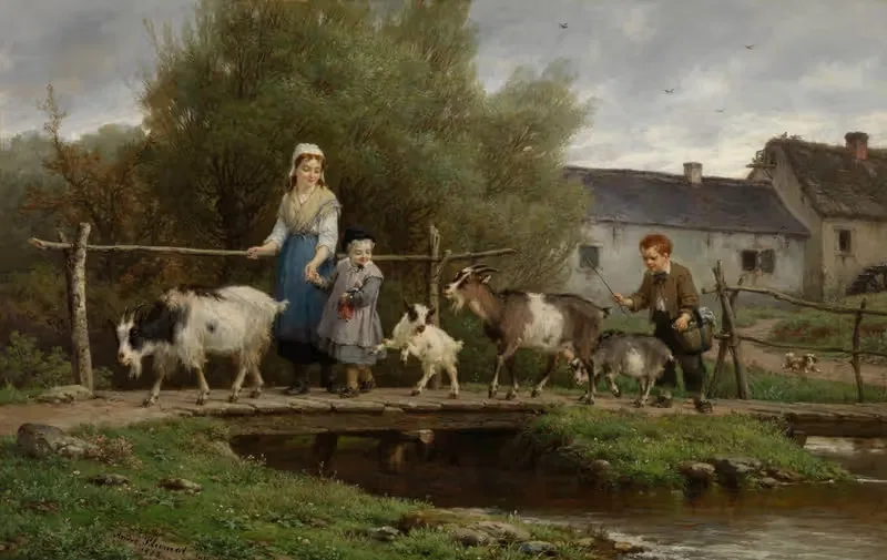 Над досковым мостом by Андре Плюмо, 1878 — digital art print download
