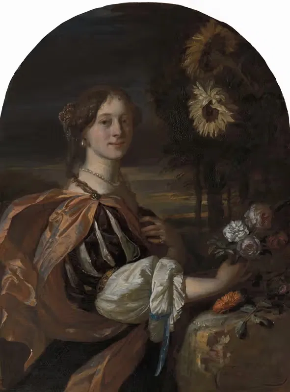Woman with Sunflowers — Carel de Moor II