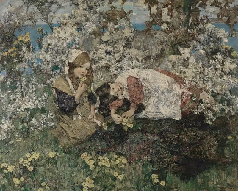 Идиллия весной by Эдвард Аткинсон Хорнел, 1905 — digital art print download