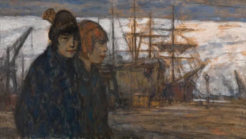 Женщины у гавани by Эжен Ван Мигем, 1923 — digital art print download
