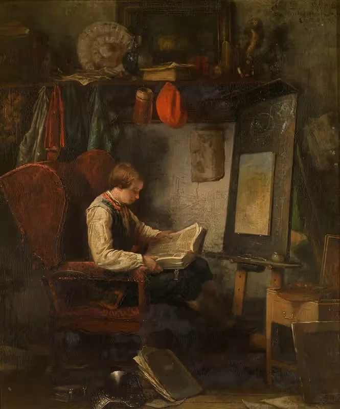 Молодой художник в студии by Фердинанд де Бракелер II, 1851 — digital art print download