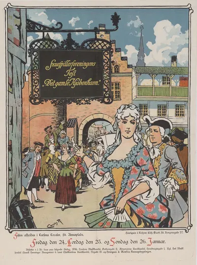 Skuespillerforeningens Fest Det gamle Kjobenhavn by Carsten Raun, 1898 — digital art print download